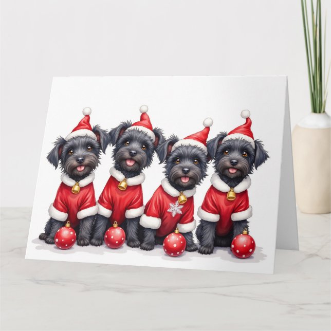 Affenpinscher Christmas Dress Santa Hat Card (Front)
