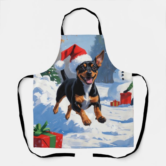 Affenpinscher Christmas Festive Snow Scene Apron (Front)
