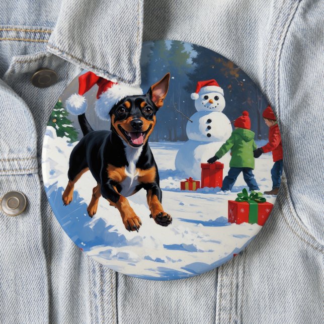Affenpinscher Christmas Festive Snow Scene Button (In Situ)