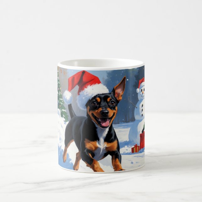Affenpinscher Christmas Festive Snow Scene Coffee Mug (Center)