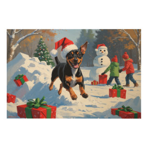Affenpinscher Christmas Festive Snow Scene Wood Wall Art