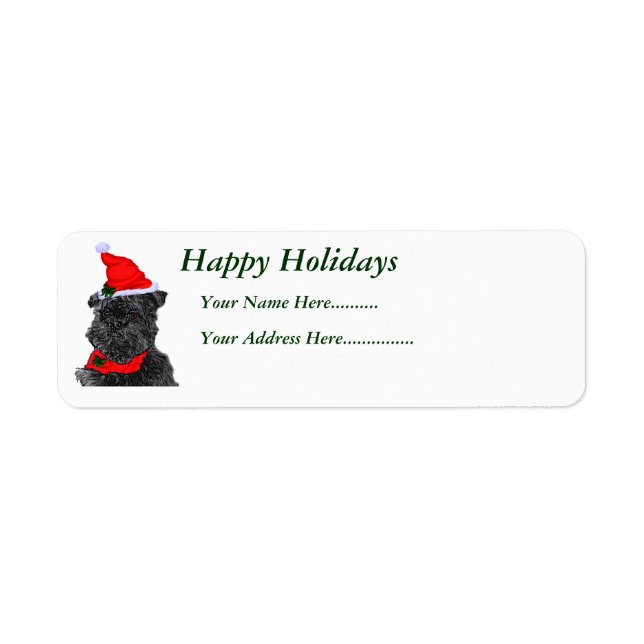 Affenpinscher Christmas Gifts, Happy Holidays, ... Label (Front)