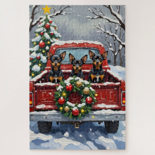 Affenpinscher Christmas Red Truck Holiday Jigsaw Puzzle