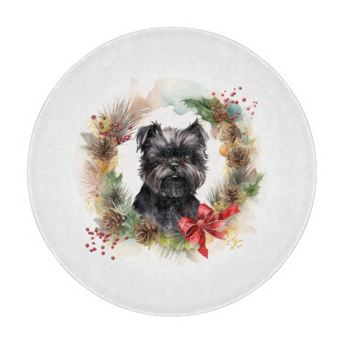 Affenpinscher Christmas Wreath Festive Pup Cutting Board