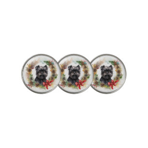 Affenpinscher Christmas Wreath Festive Pup Golf Ball Marker