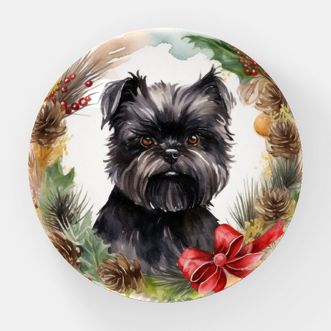 Affenpinscher Christmas Wreath Festive Pup Paperweight (Front)