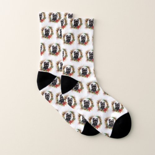 Affenpinscher Christmas Wreath Festive Pup Socks