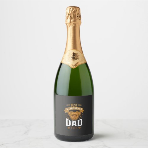 Affenpinscher Dad Ever Dog Face Paw Prints Sparkling Wine Label