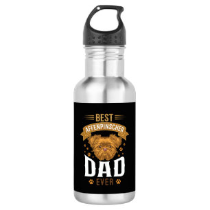 Affenpinscher Dad Ever Dog Face Paw Prints Stainless Steel Water Bottle