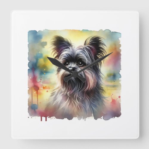 Affenpinscher Dog 210624AREF136 _ Watercolor Square Wall Clock