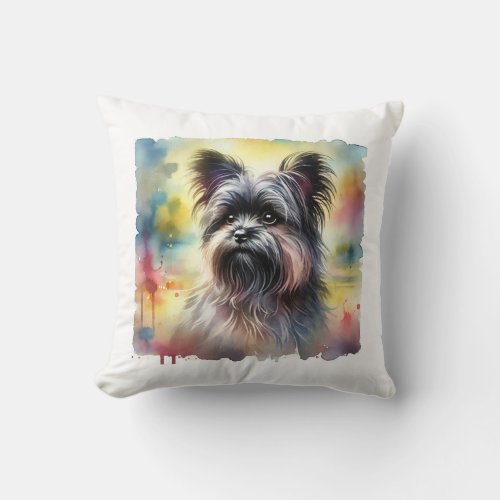 Affenpinscher Dog 210624AREF136 _ Watercolor Throw Pillow