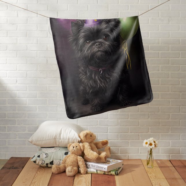 Affenpinscher Dog Birthday Balloons Baby Blanket (In Situ)