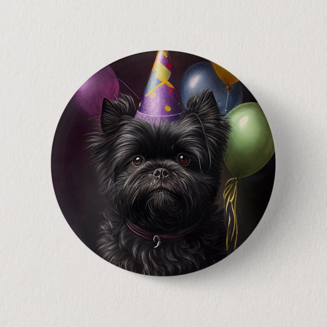 Affenpinscher Dog Birthday Balloons Button (Front)