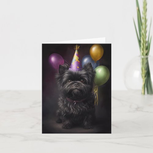 Affenpinscher Dog Birthday Balloons Card