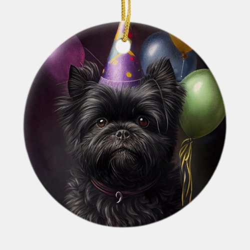 Affenpinscher Dog Birthday Balloons Ceramic Ornament