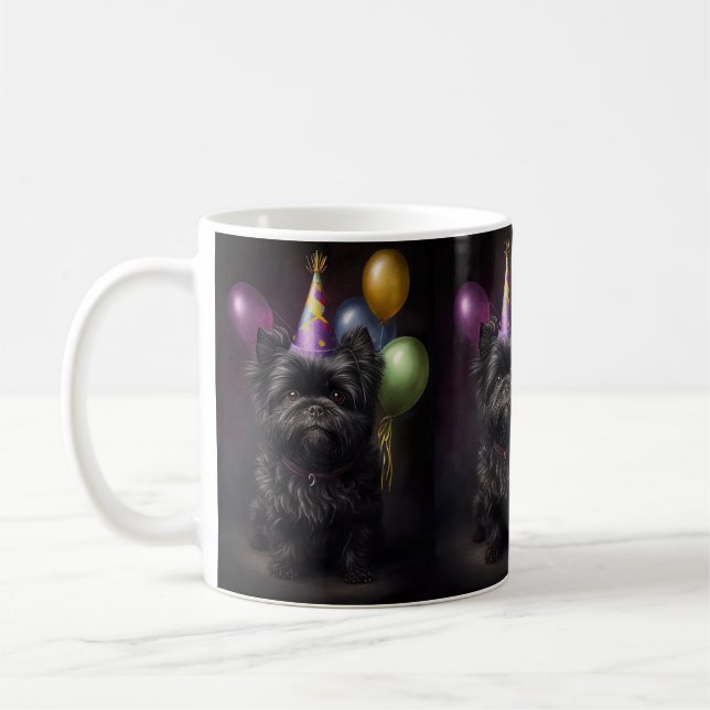 Affenpinscher Dog Birthday Balloons Coffee Mug (Left)