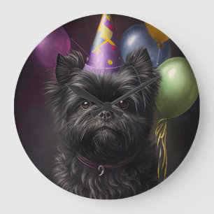 Affenpinscher Dog Birthday Balloons Large Clock