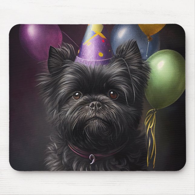 Affenpinscher Dog Birthday Balloons Mouse Pad (Front)