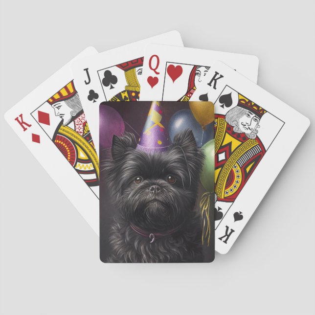 Affenpinscher Dog Birthday Balloons Poker Cards (Back)