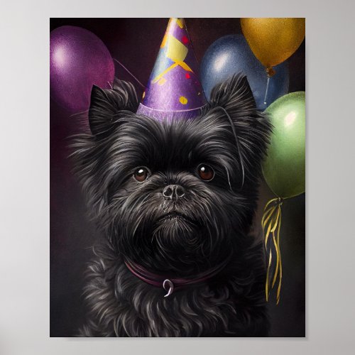 Affenpinscher Dog Birthday Balloons Poster