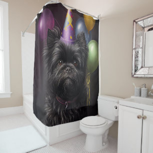 Affenpinscher Dog Birthday Balloons Shower Curtain