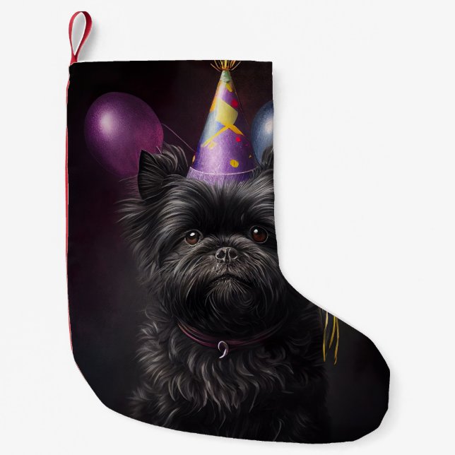 Affenpinscher Dog Birthday Balloons Small Christmas Stocking (Front)