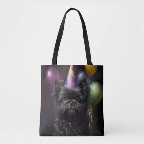 Affenpinscher Dog Birthday Balloons Tote Bag