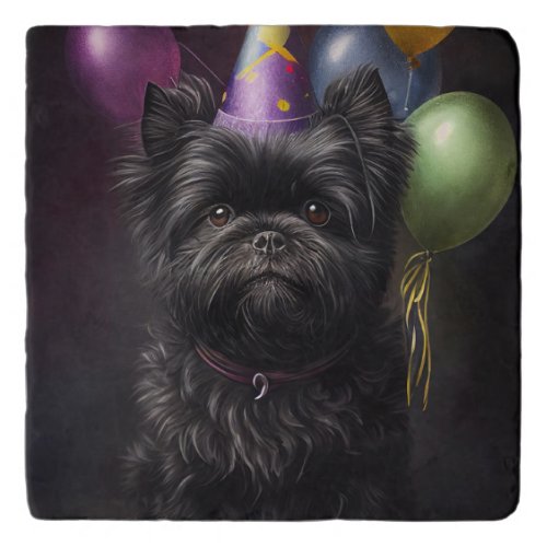 Affenpinscher Dog Birthday Balloons Trivet