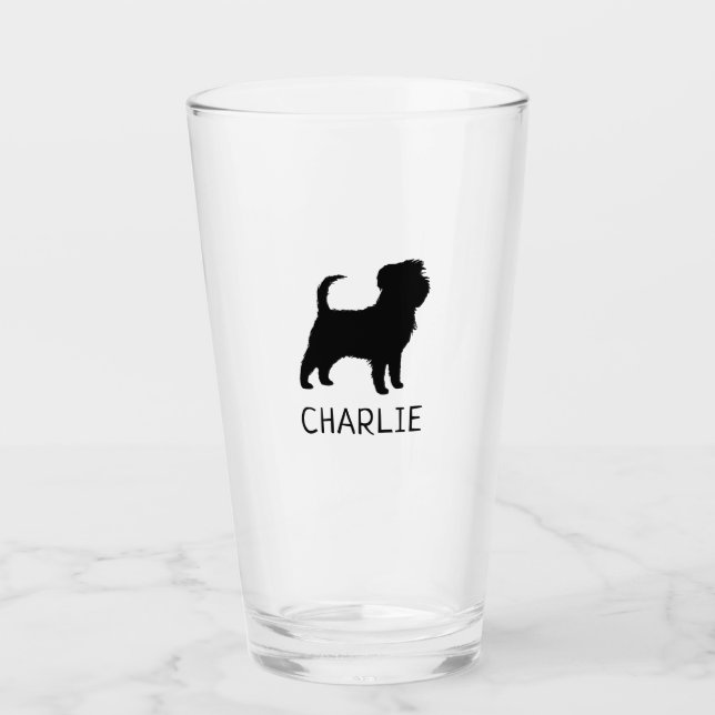 Affenpinscher Dog Breed Silhouette Personalized Glass (Front)