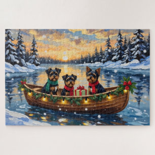 Affenpinscher Dog Christmas Boat Holiday Jigsaw Puzzle
