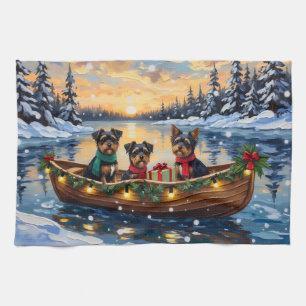 Affenpinscher Dog Christmas Boat Holiday Kitchen Towel