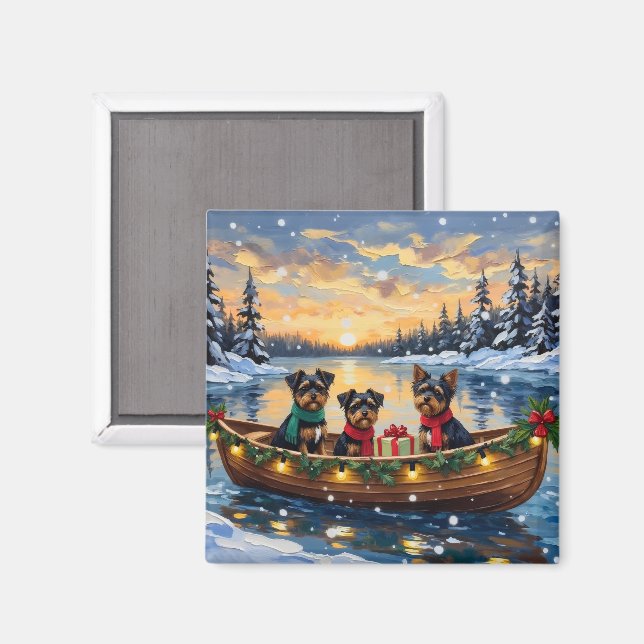 Affenpinscher Dog Christmas Boat Holiday Magnet (Front/Back)