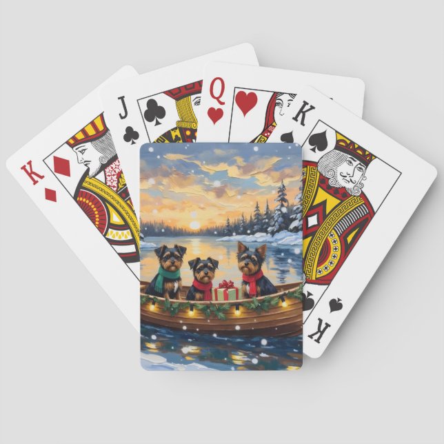 Affenpinscher Dog Christmas Boat Holiday Poker Cards (Back)