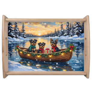 Affenpinscher Dog Christmas Boat Holiday Serving Tray
