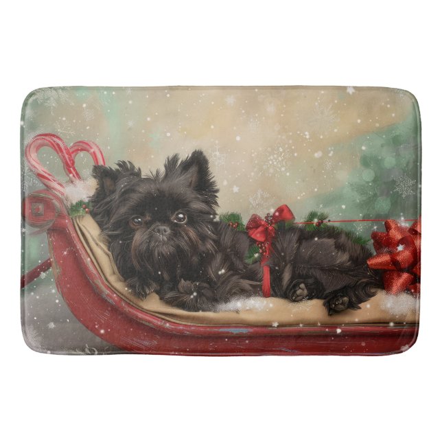 Affenpinscher Dog Christmas Festive Bath Mat (Front)