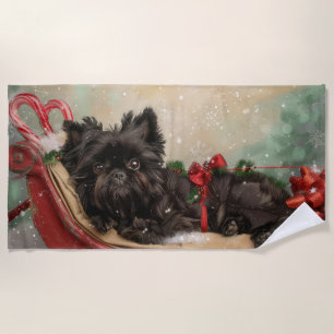 Affenpinscher Dog Christmas Festive Beach Towel