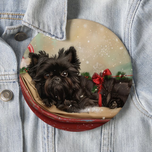 Affenpinscher Dog Christmas Festive Button (In Situ)