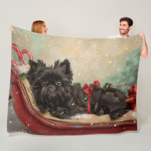Affenpinscher Dog Christmas Festive Fleece Blanket