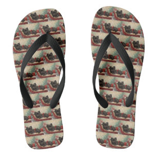 Affenpinscher Dog Christmas Festive Flip Flops