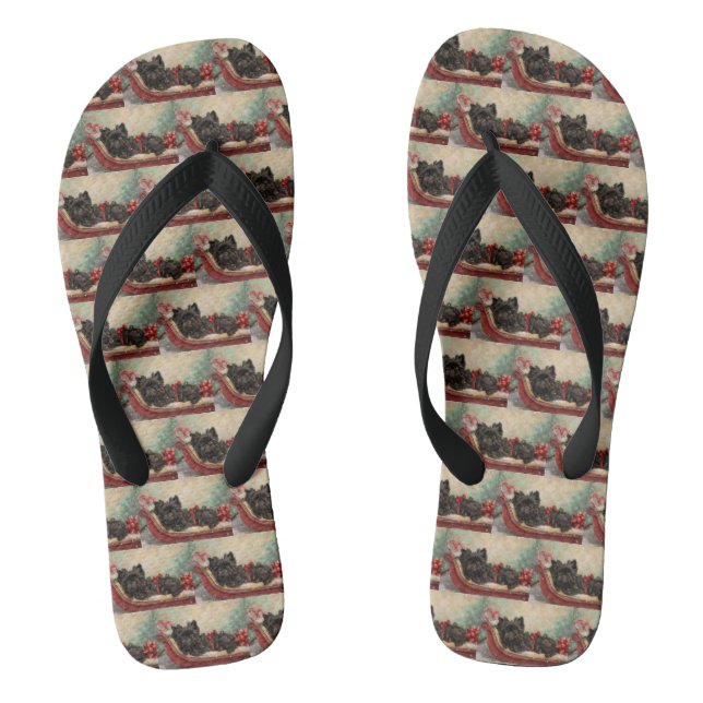 Affenpinscher Dog Christmas Festive Flip Flops (Footbed)