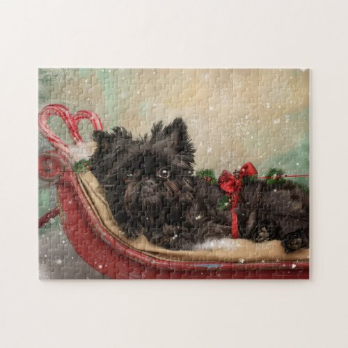 Affenpinscher Dog Christmas Festive Jigsaw Puzzle