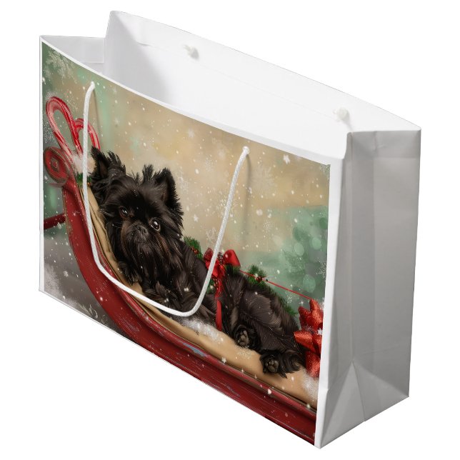 Affenpinscher Dog Christmas Festive Large Gift Bag (Front Angled)