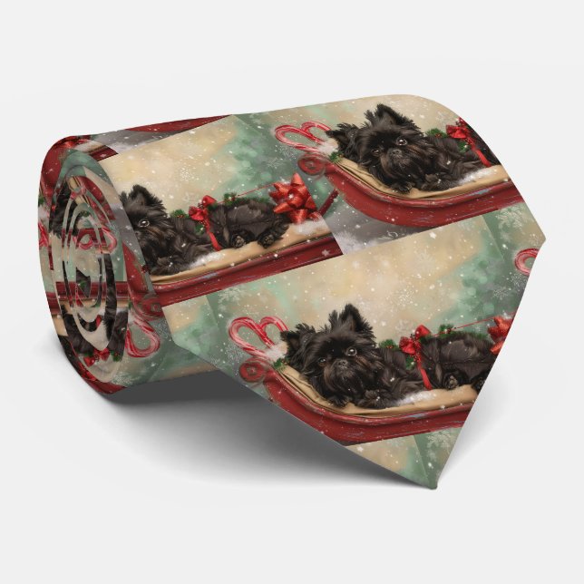 Affenpinscher Dog Christmas Festive Neck Tie (Rolled)