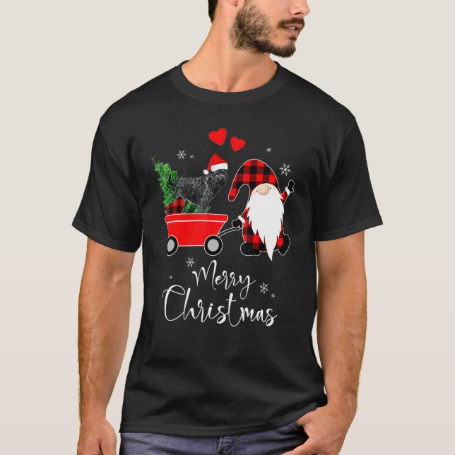 Affenpinscher Dog Christmas With Santa Hat Pajamas T-Shirt (Front)