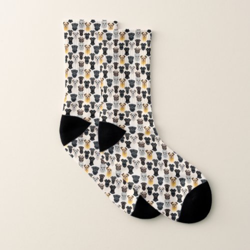Affenpinscher Dog Faces Collage Pattern Socks