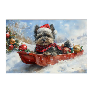 Affenpinscher Dog in Sledge Let it Snow Christmas Acrylic Print