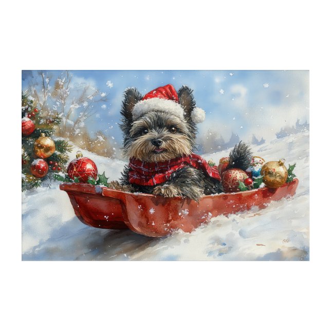 Affenpinscher Dog in Sledge Let it Snow Christmas Acrylic Print (Front)