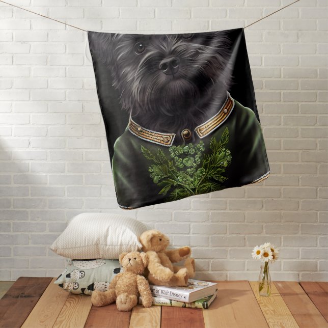 Affenpinscher dog in St. Patrick's Day Dress Baby Blanket (In Situ)