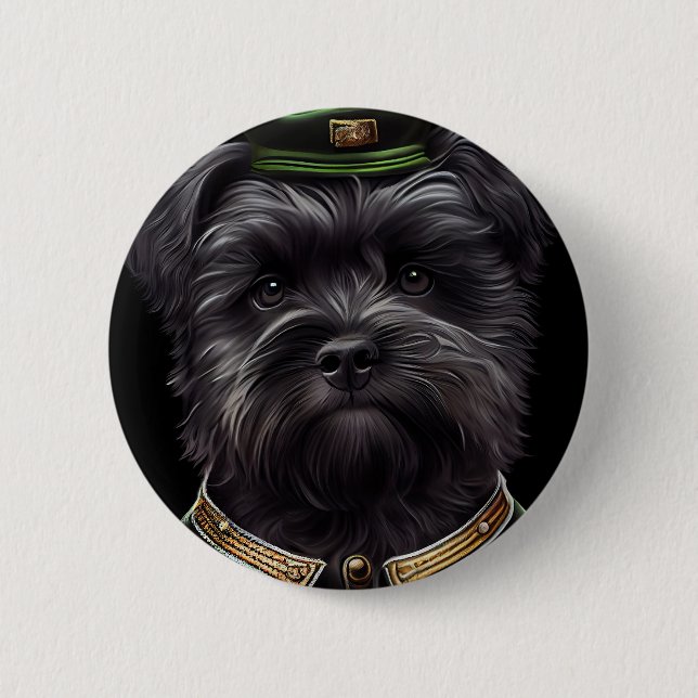 Affenpinscher dog in St. Patrick's Day Dress Button (Front)
