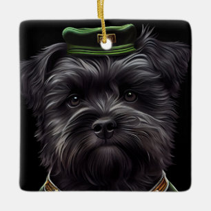 Affenpinscher dog in St. Patrick's Day Dress Ceramic Ornament